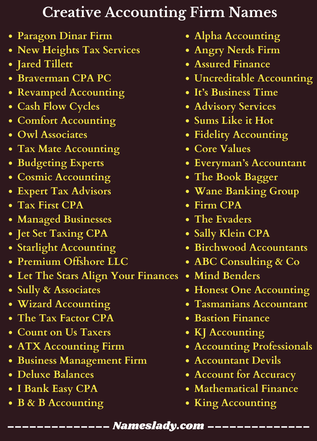 Creative Accounting Firm Names