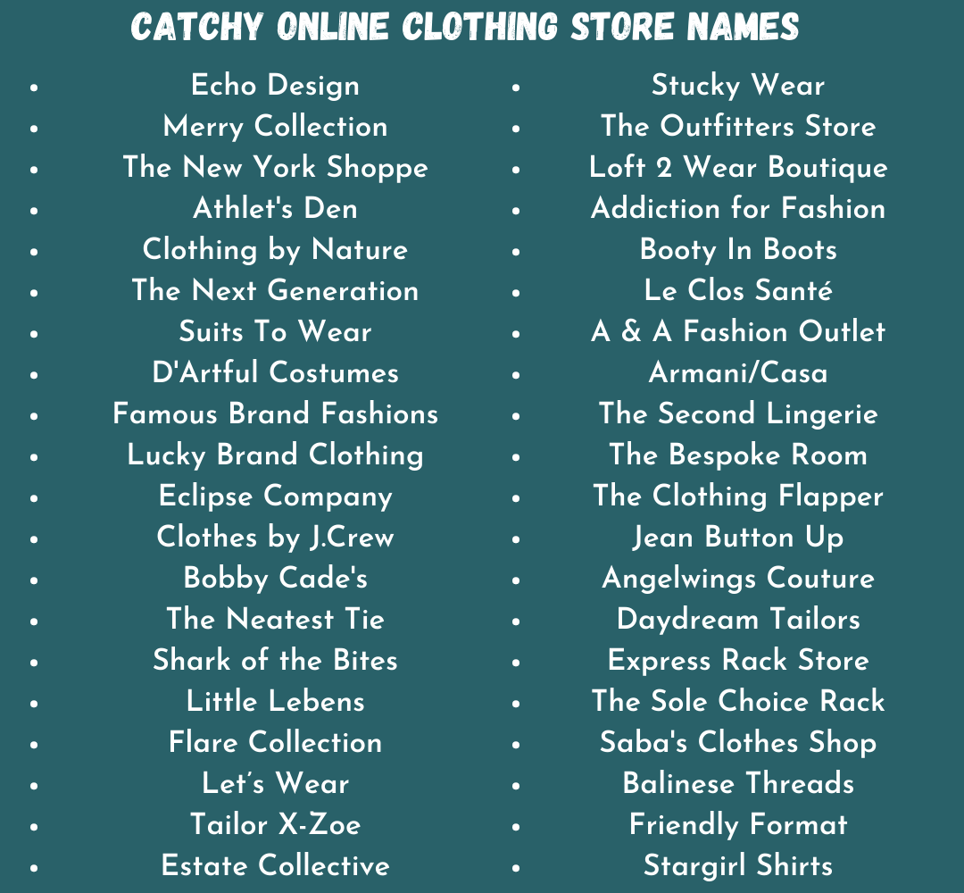 900 Online Clothing Store Names (Unique, Catchy and Cool) - NamesLady