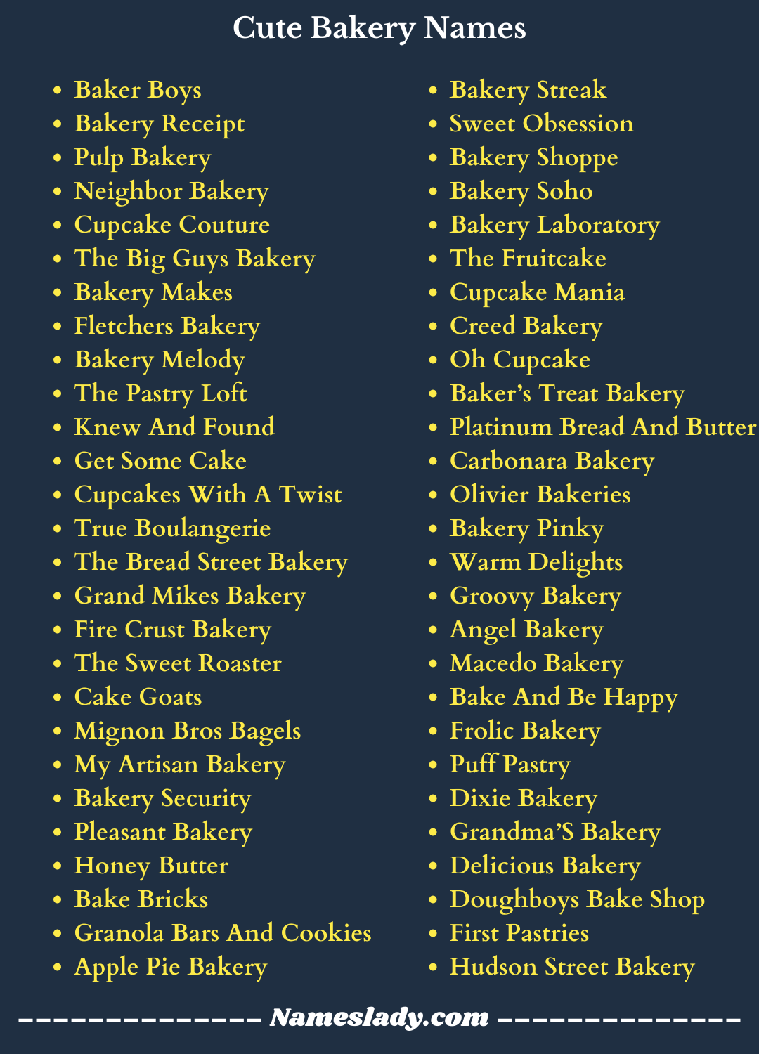 1000 Bakery Names Ideas (Cute, Catchy, Creative, Unique, Funny) - NamesLady