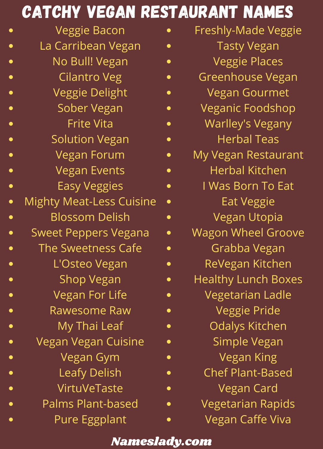 Catchy Vegan Restaurant Names