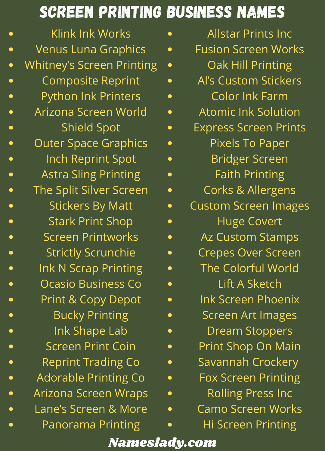 700 Creative Screen Printing Business Name Ideas - NamesLady