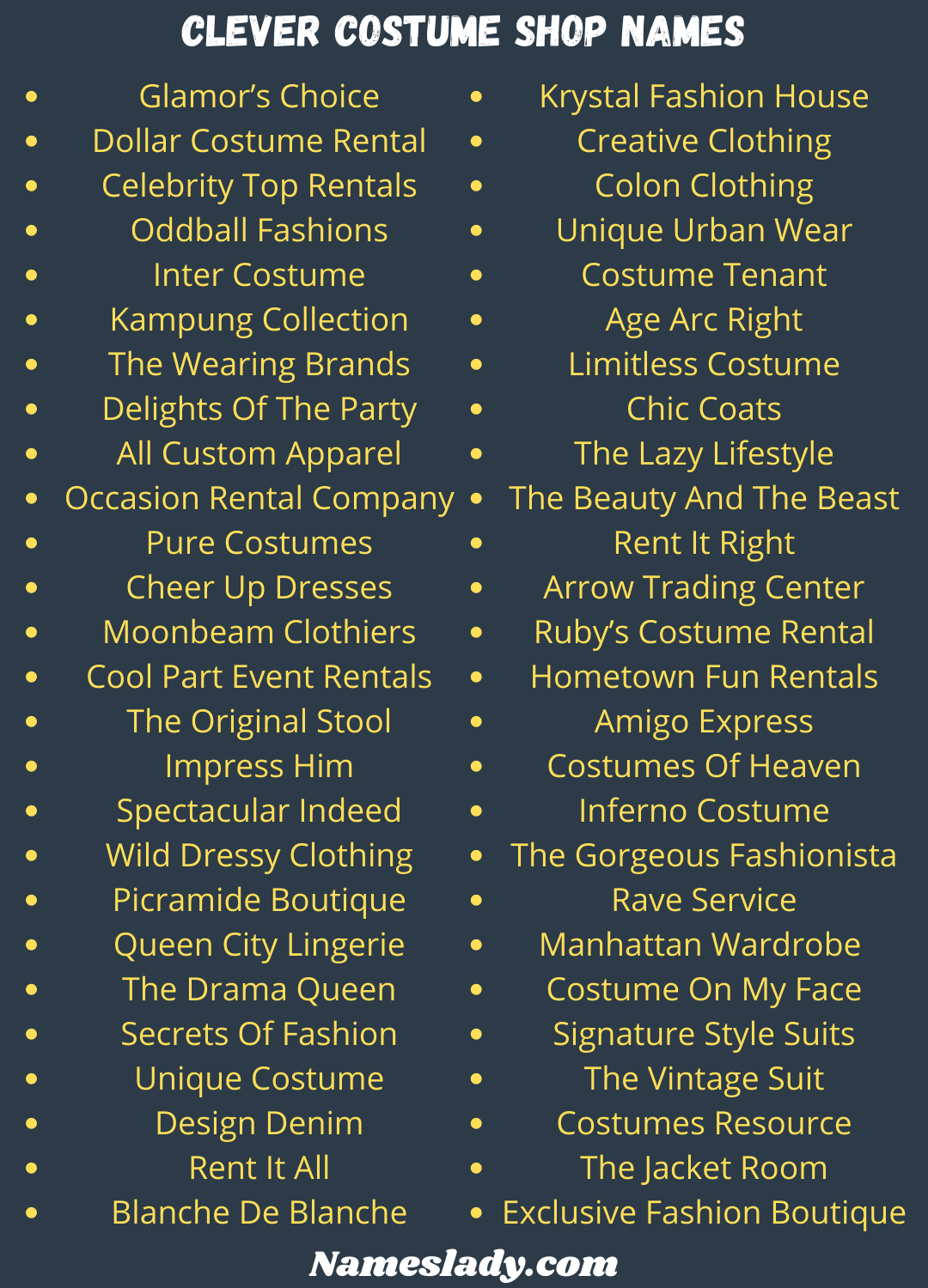 Clever Costume Shop Names