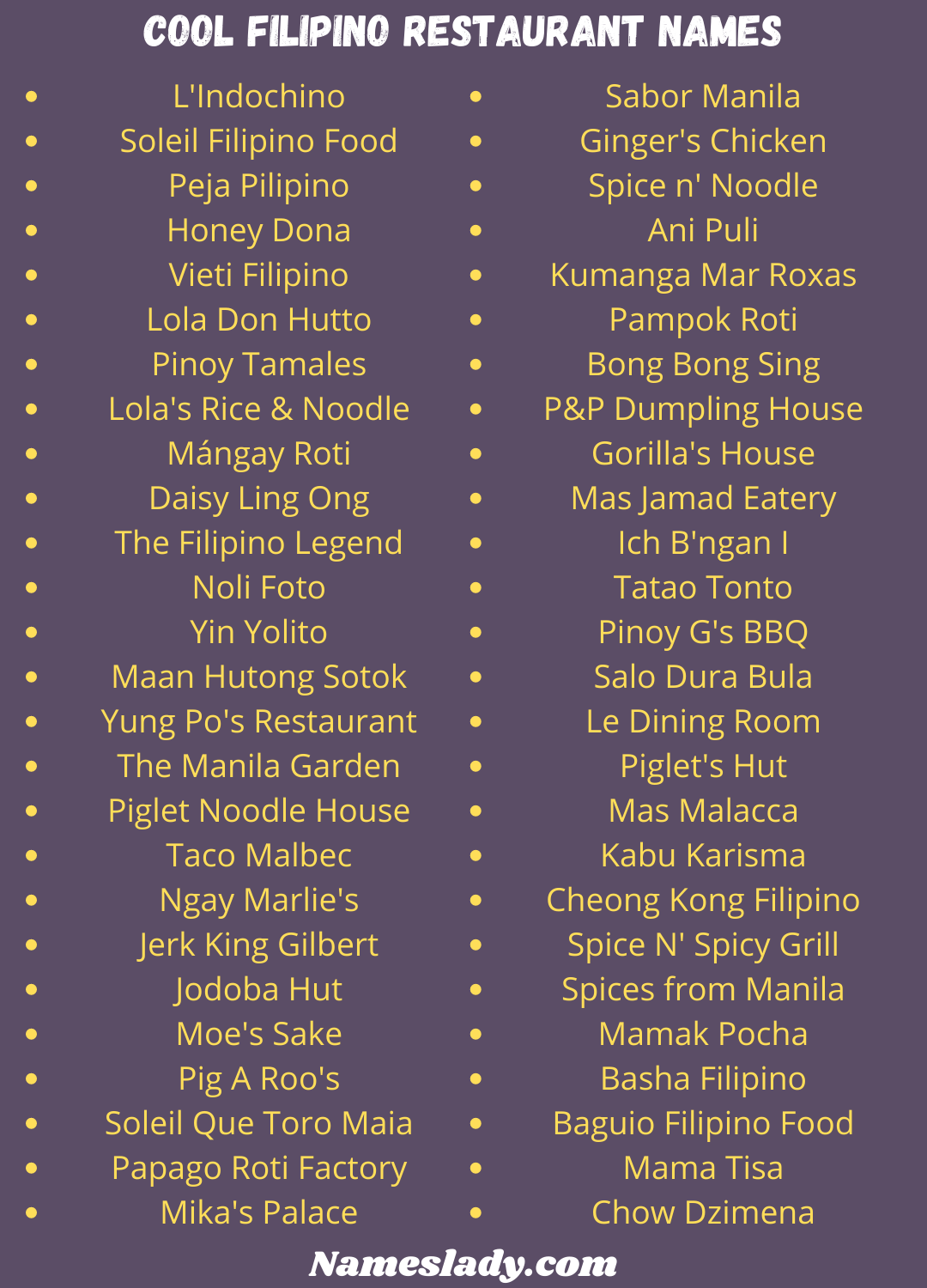 Cool Filipino Restaurant Names