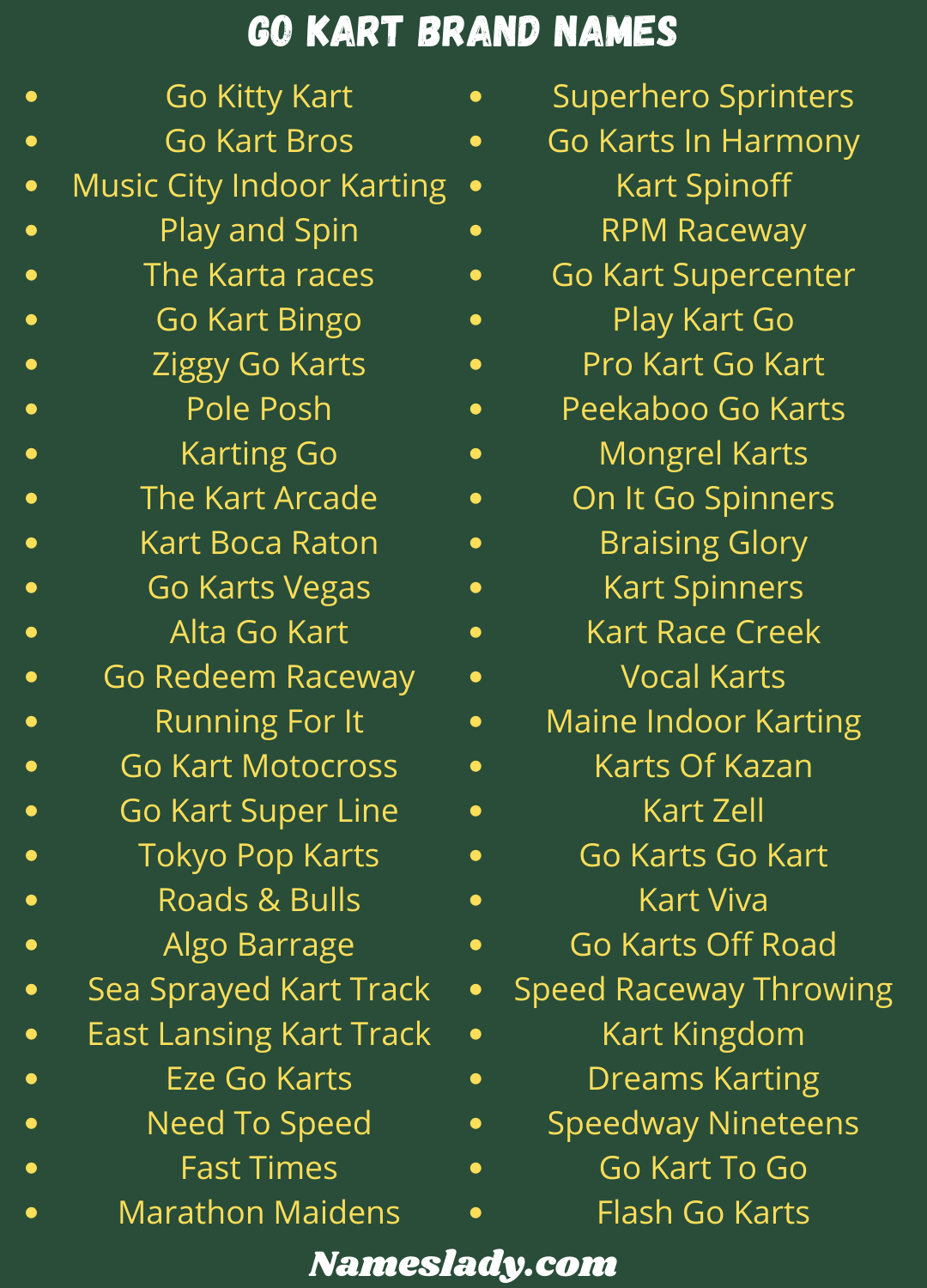Go Kart Brand Names