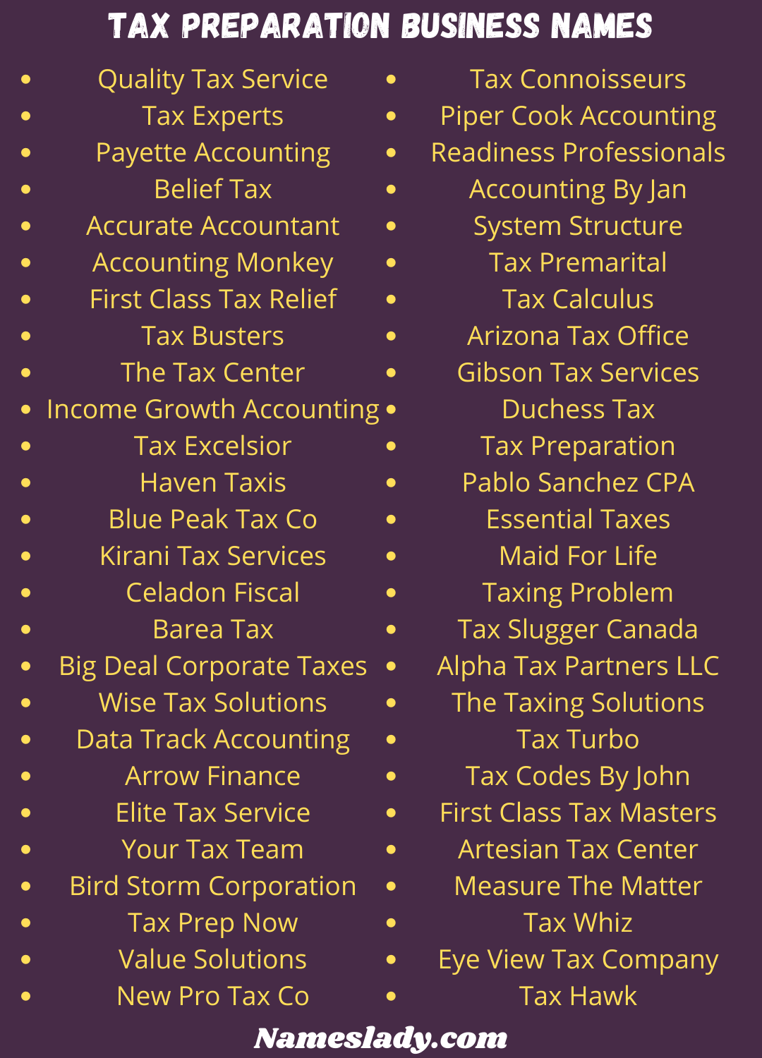 Tax Preparation Business Names