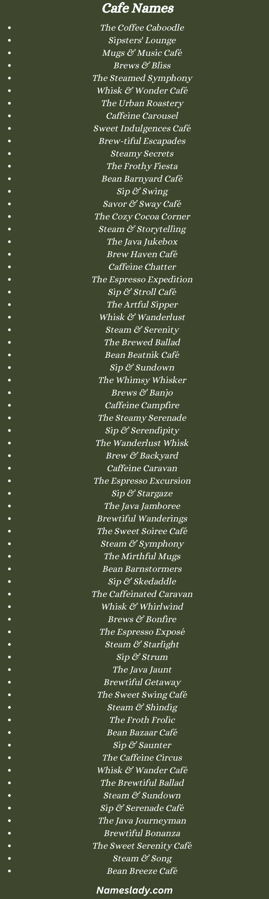 Cafe Names