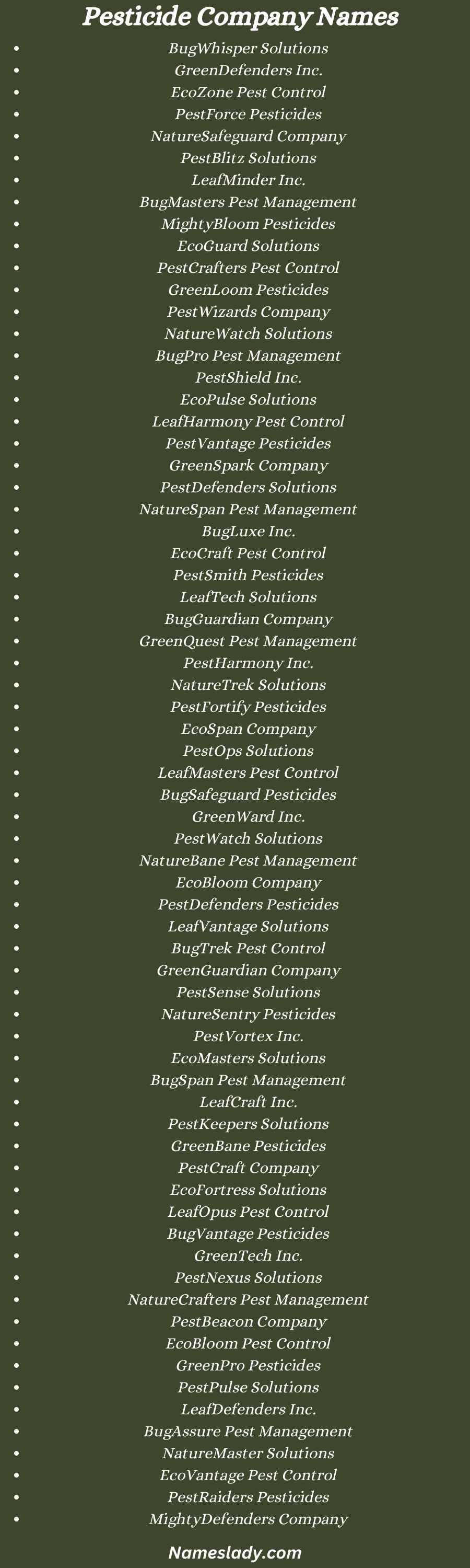 Pesticide Company Names