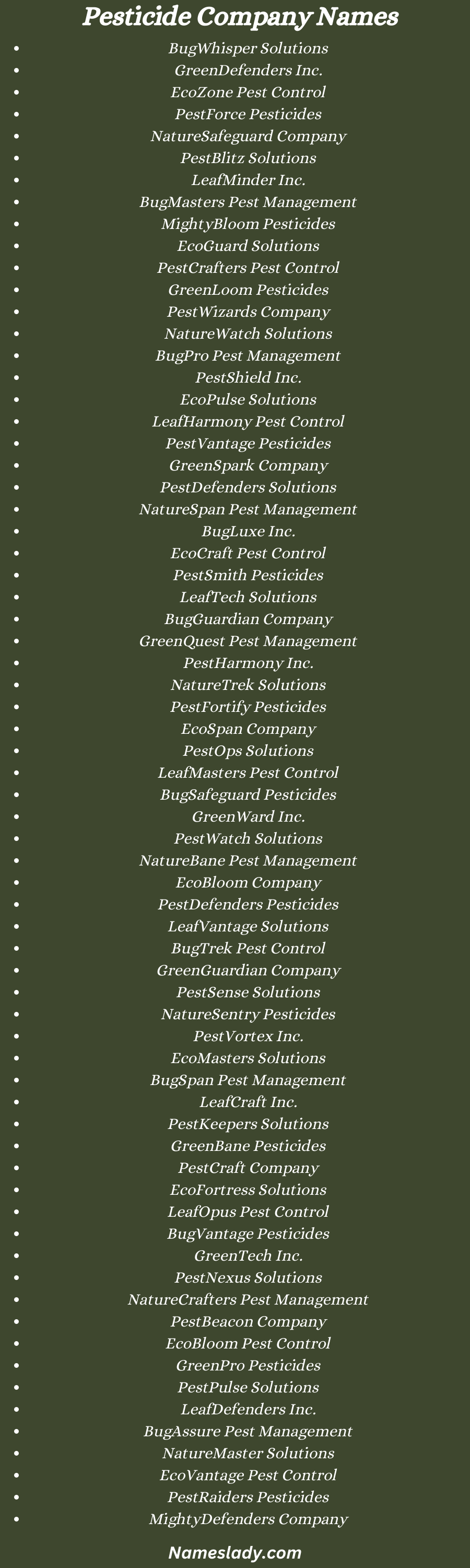 780 Best Pesticide Company Names You Can Use - NamesLady