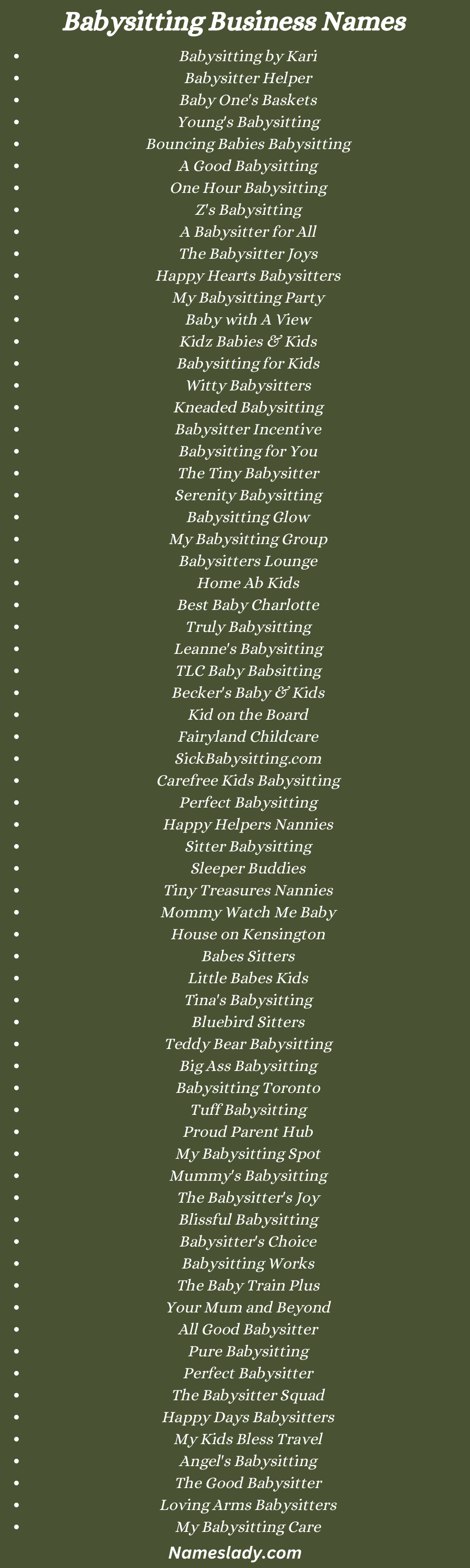 700 Unique Babysitting Business Names to Inspire You - NamesLady