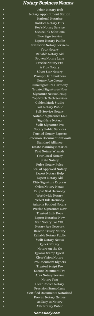 930 Best Names for Your Notary Business - Names Lady