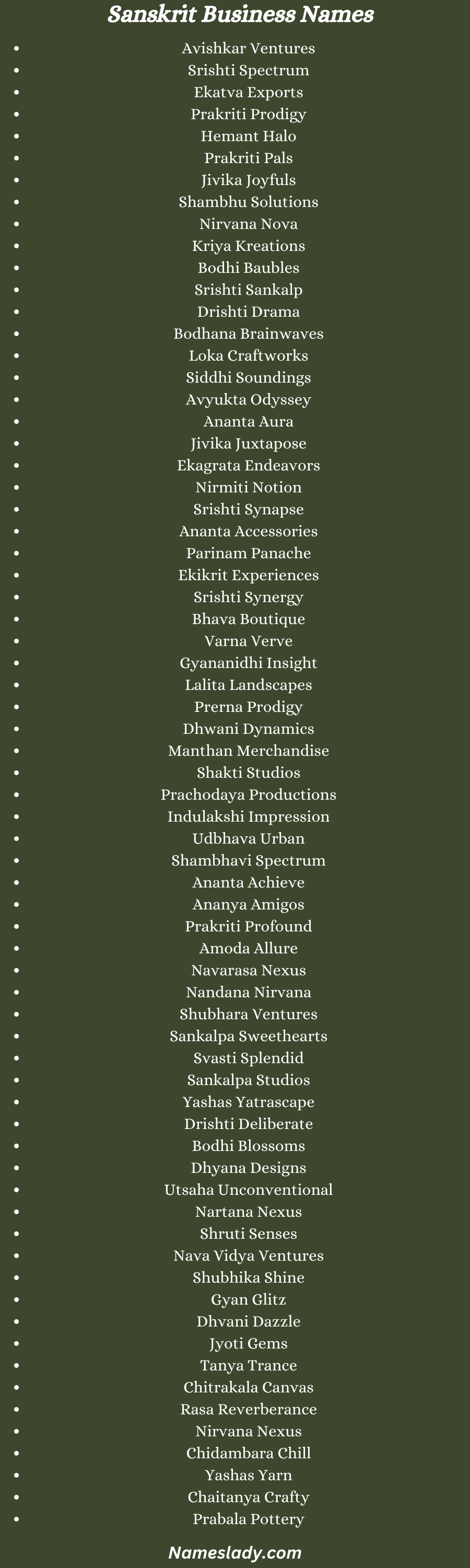 Sanskrit Business Names