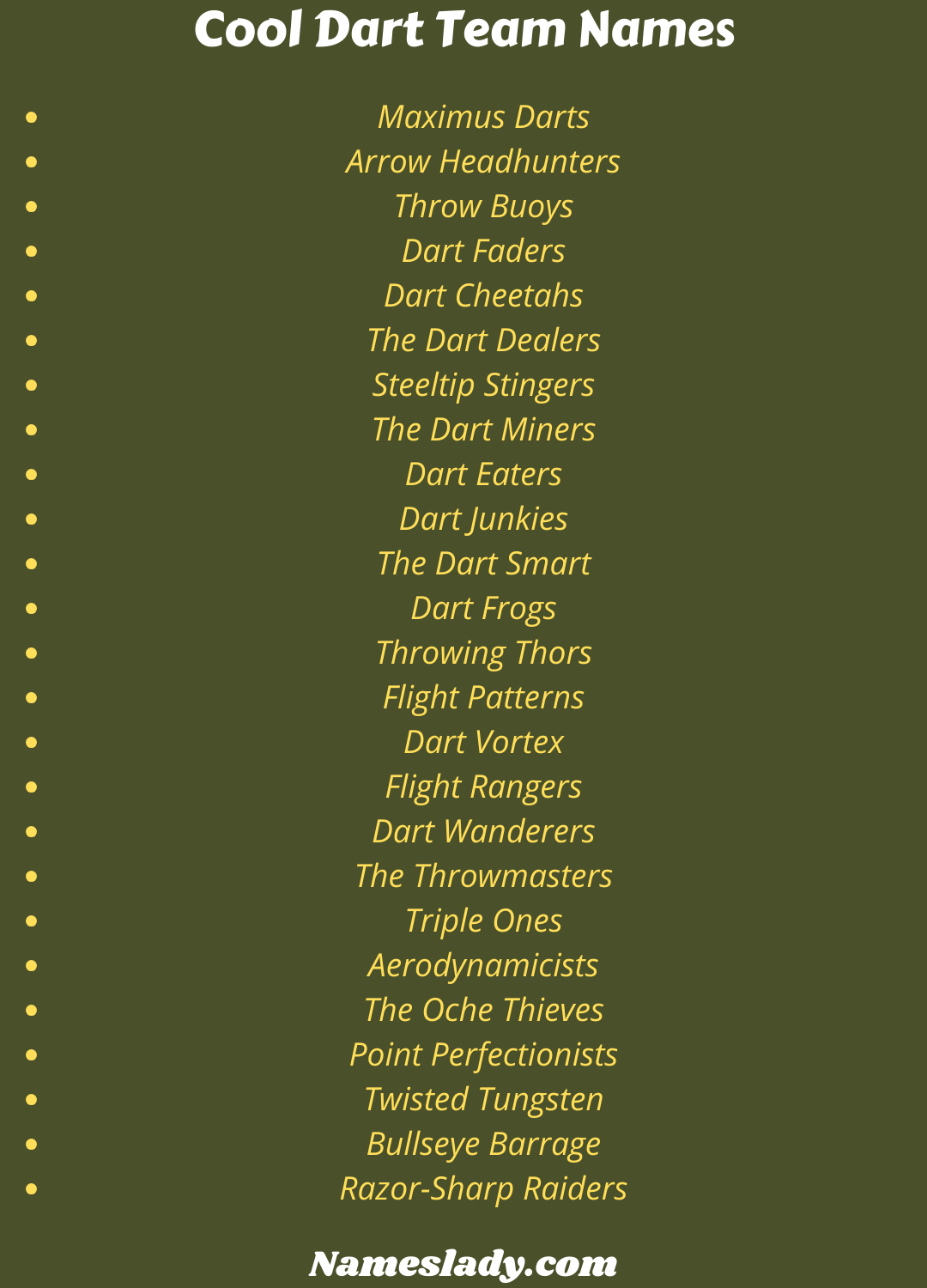Dart Team Names