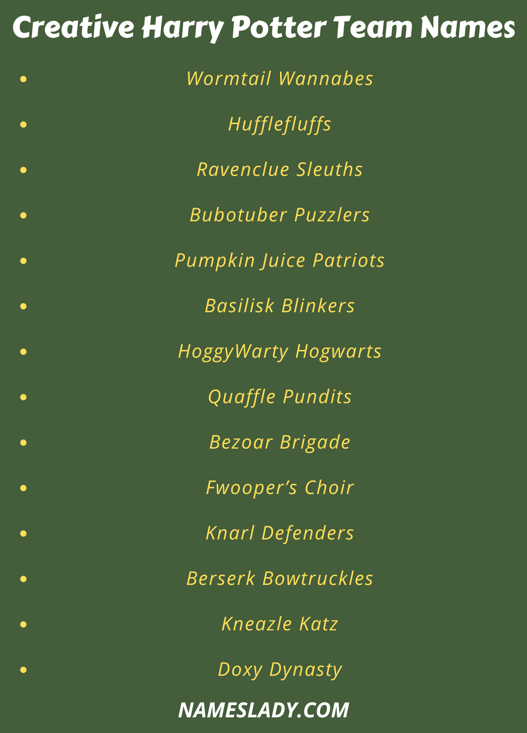 Creative Harry Potter Team Names