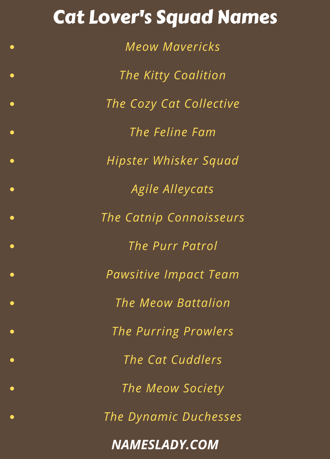 Cat Lover's Squad Names