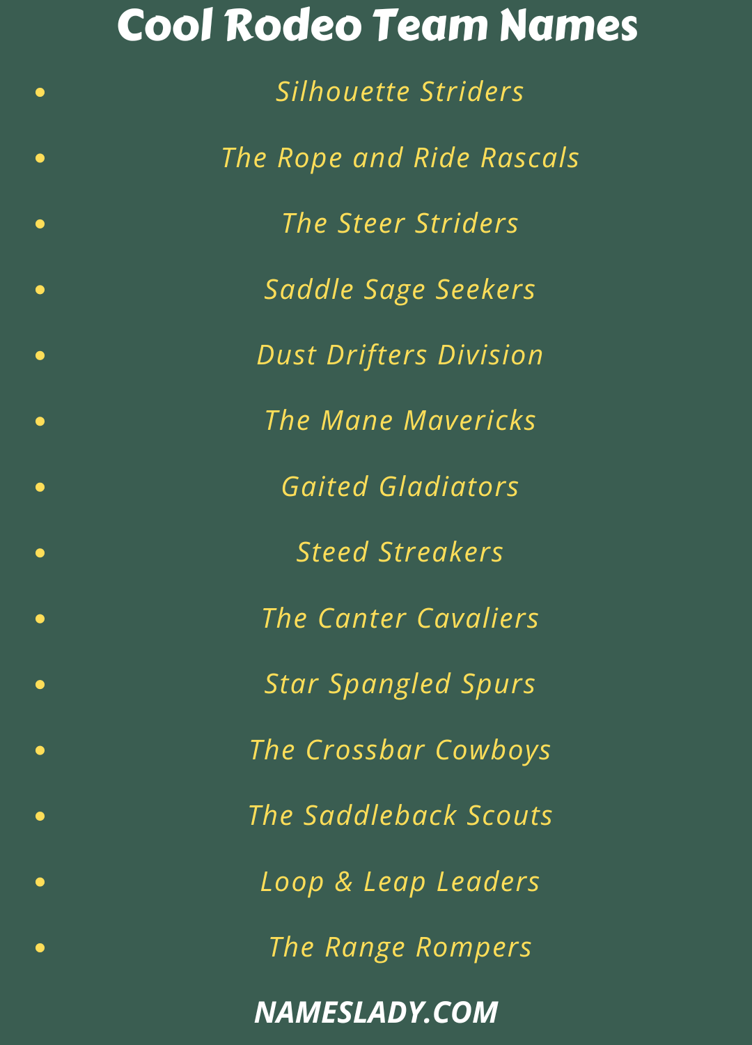 Rodeo Team Names