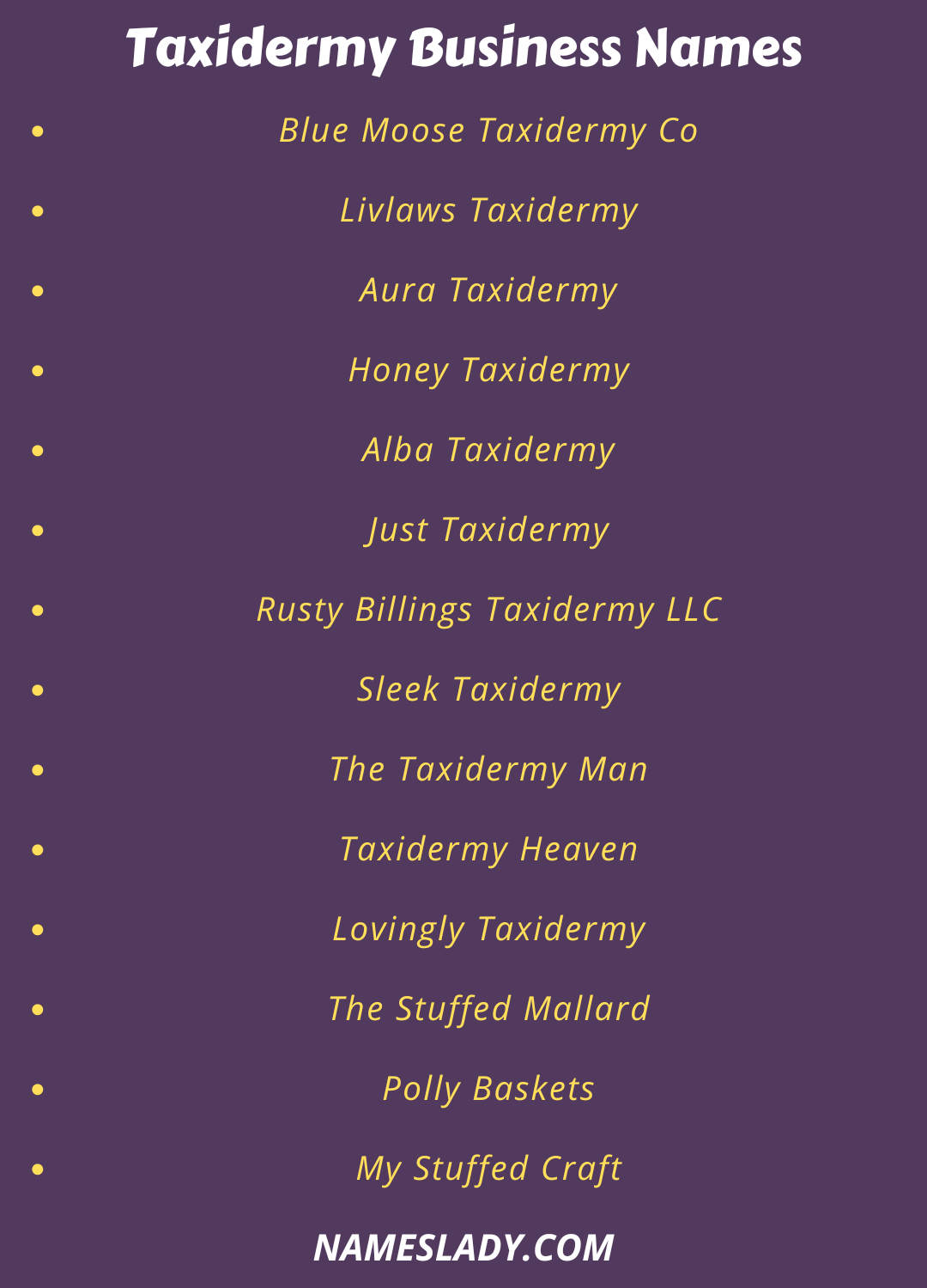 Taxidermy Business Names