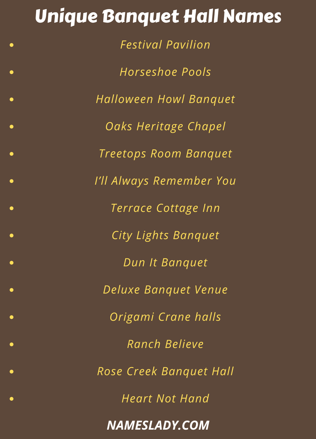 Unique Banquet Hall Names