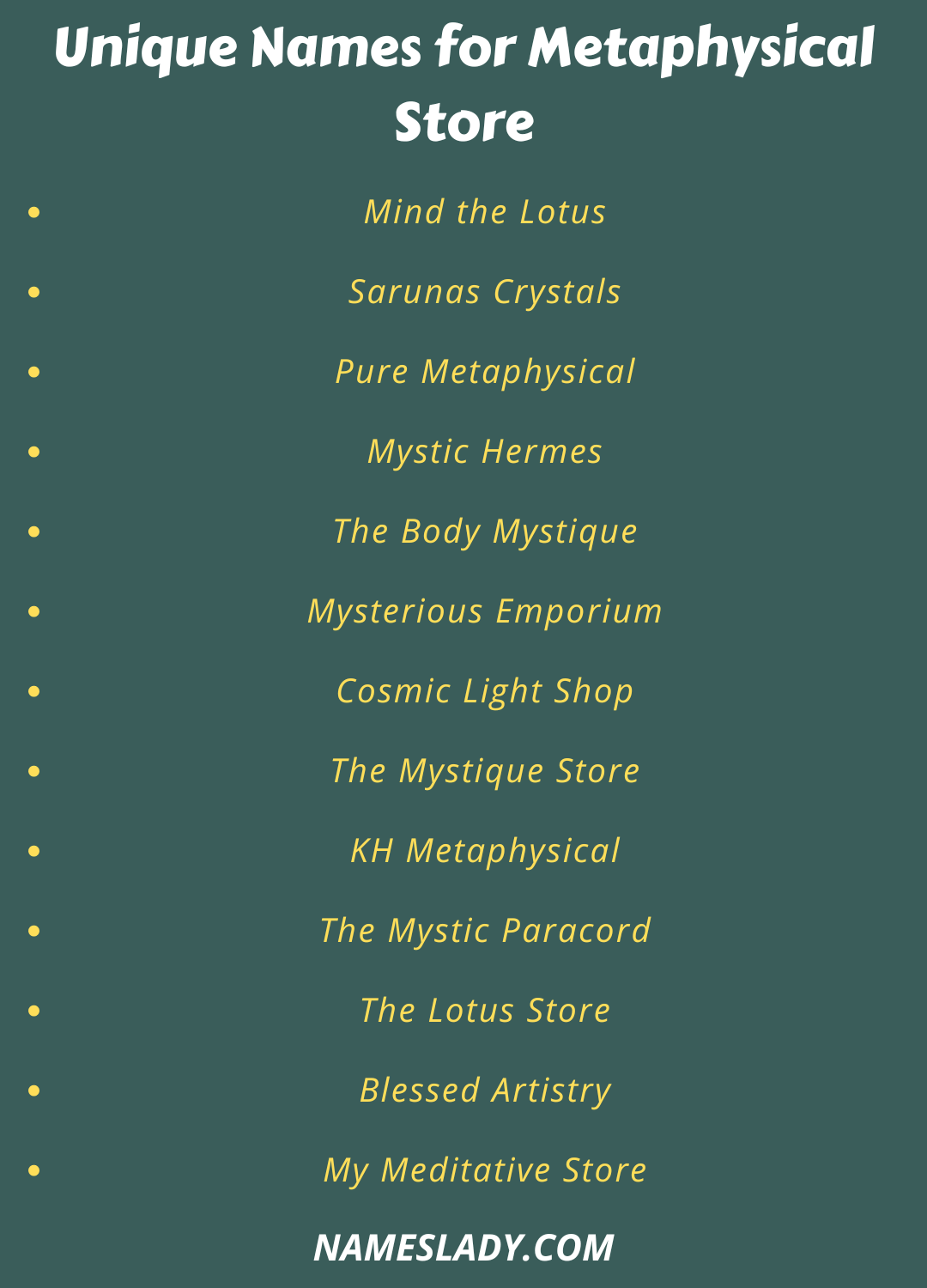 Unique Names for Metaphysical Store