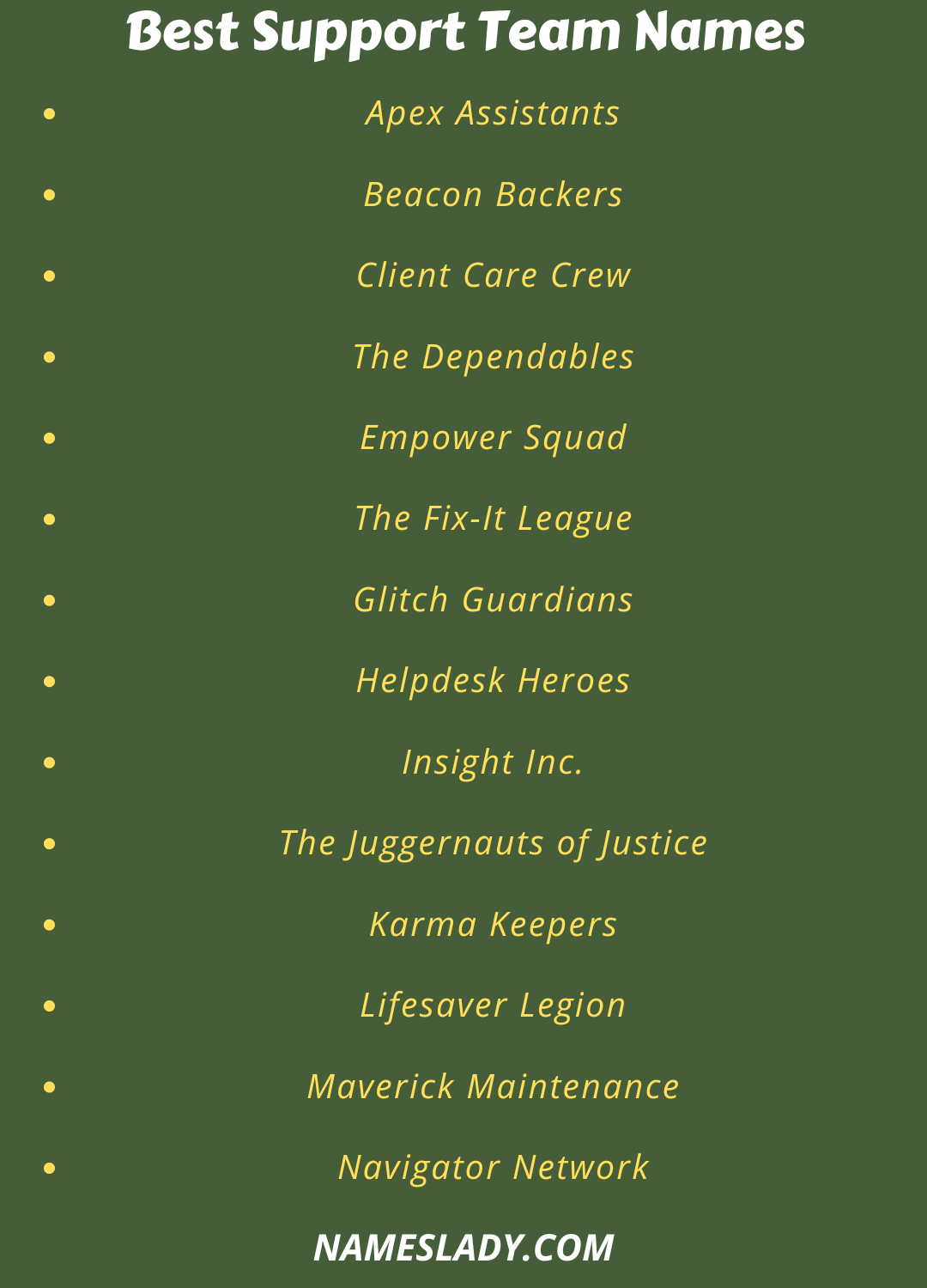 520 Creative Support Team Names Ideas To Inspire You Names Lady