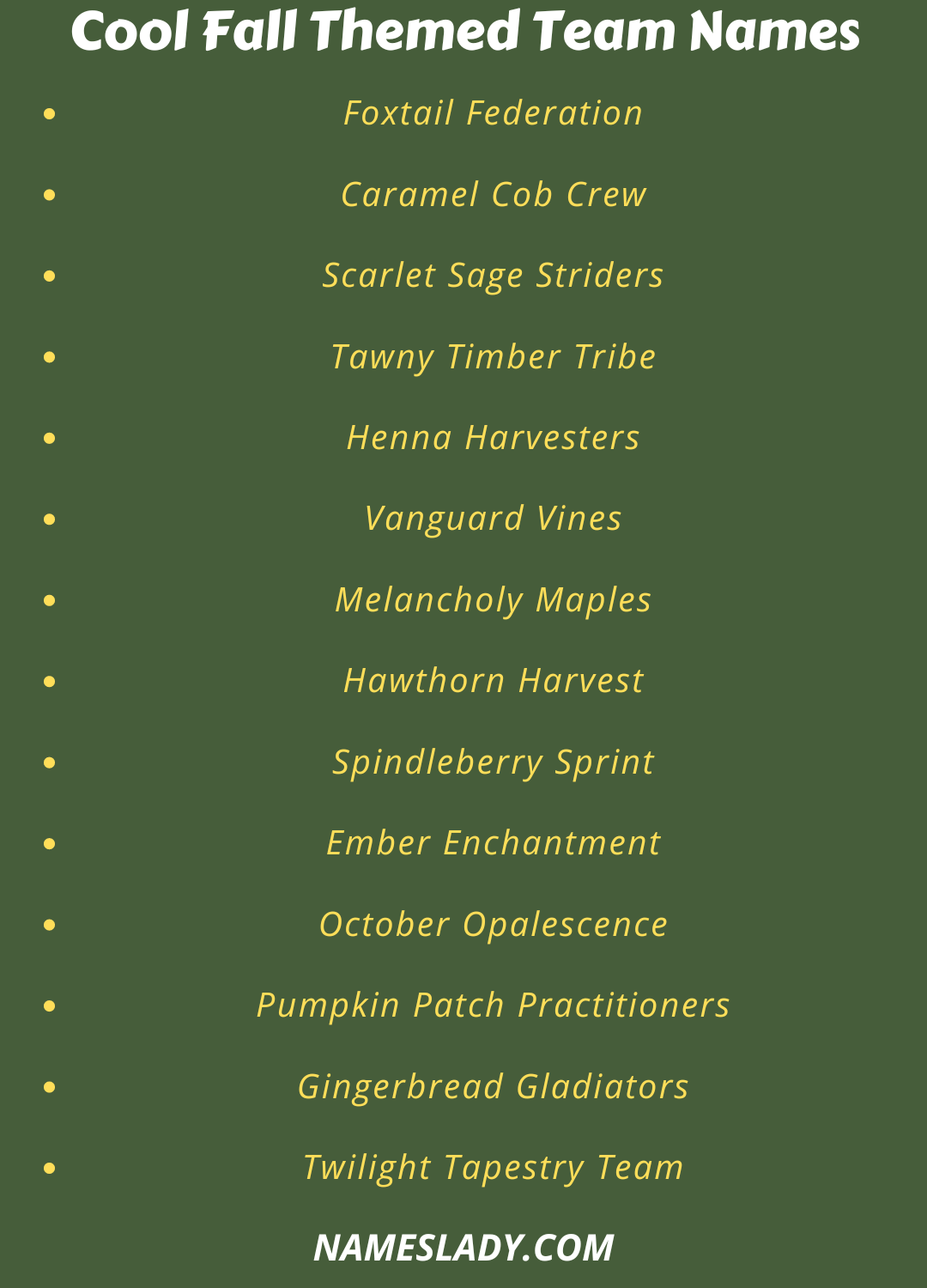 Fall Themed Team Names