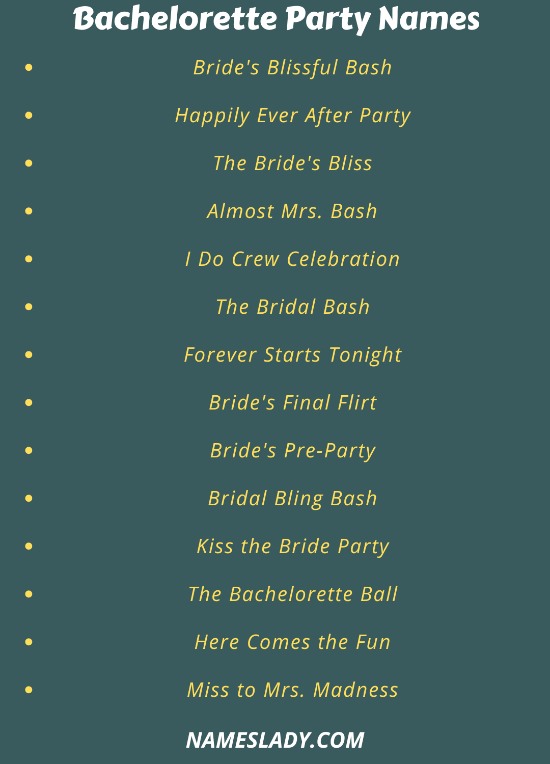 Bachelorette Party Names