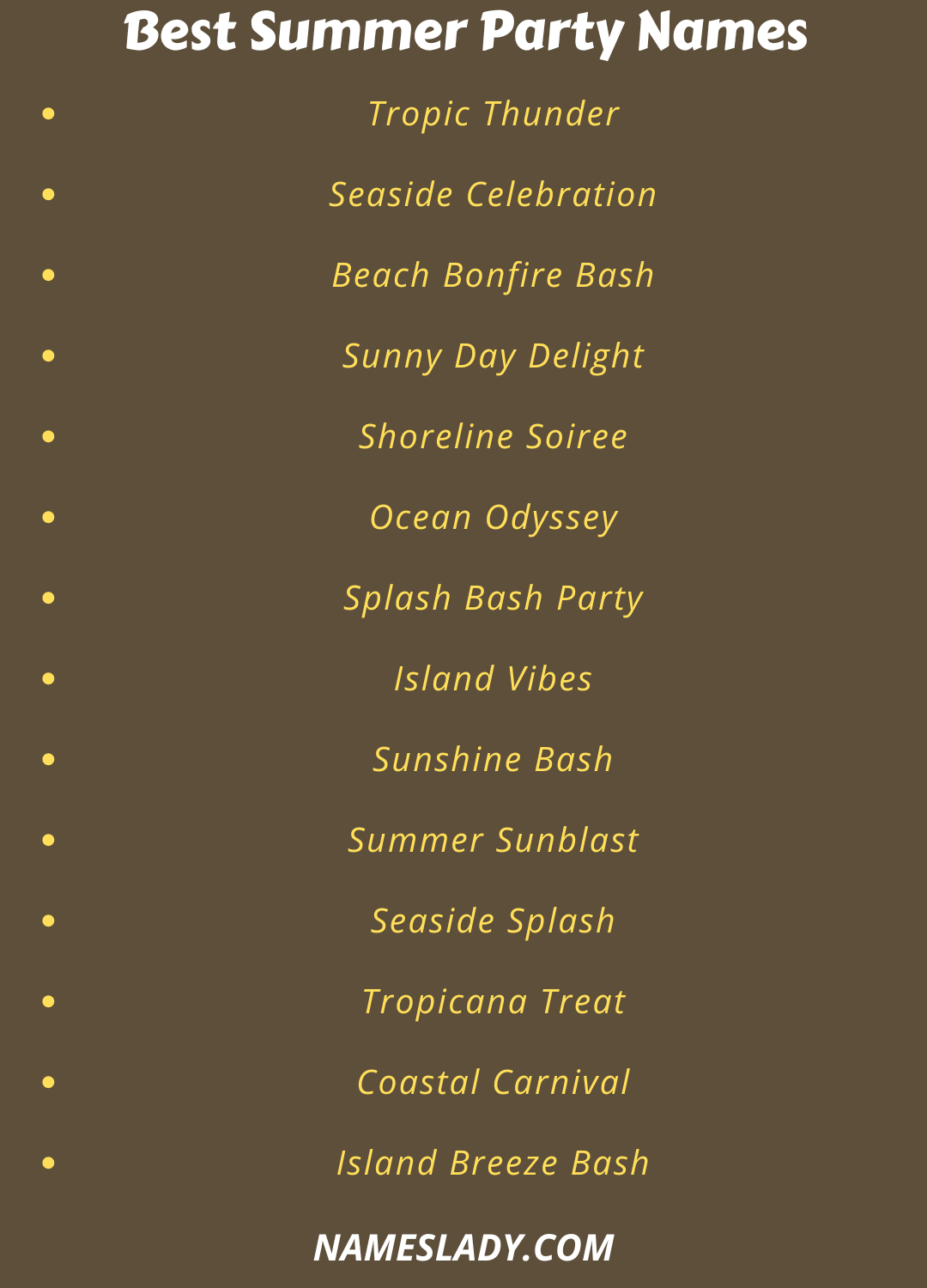 Summer Party Names