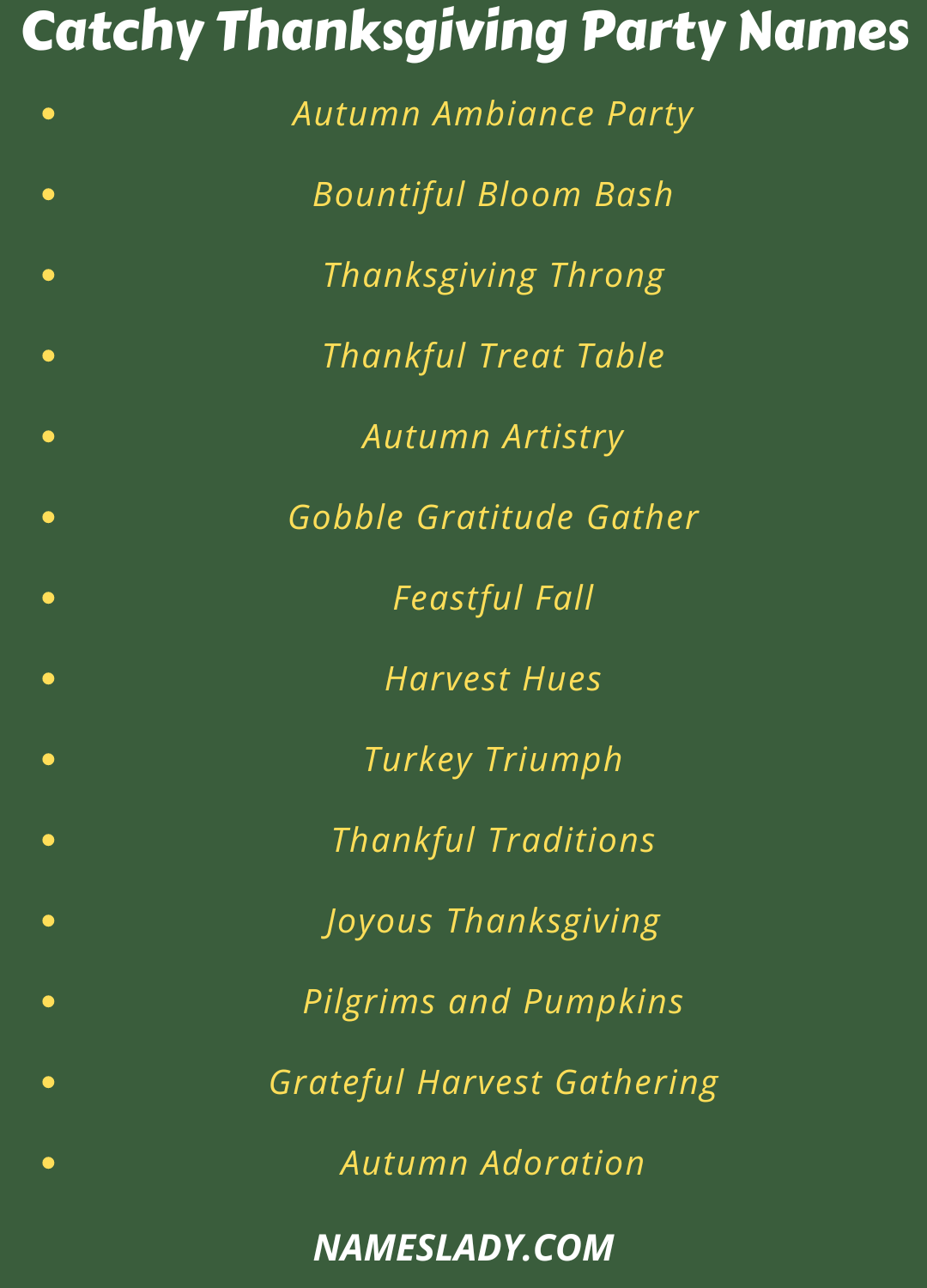 700 Thanksgiving Party Names to Celebrate Gratitude and Joy - Names Lady