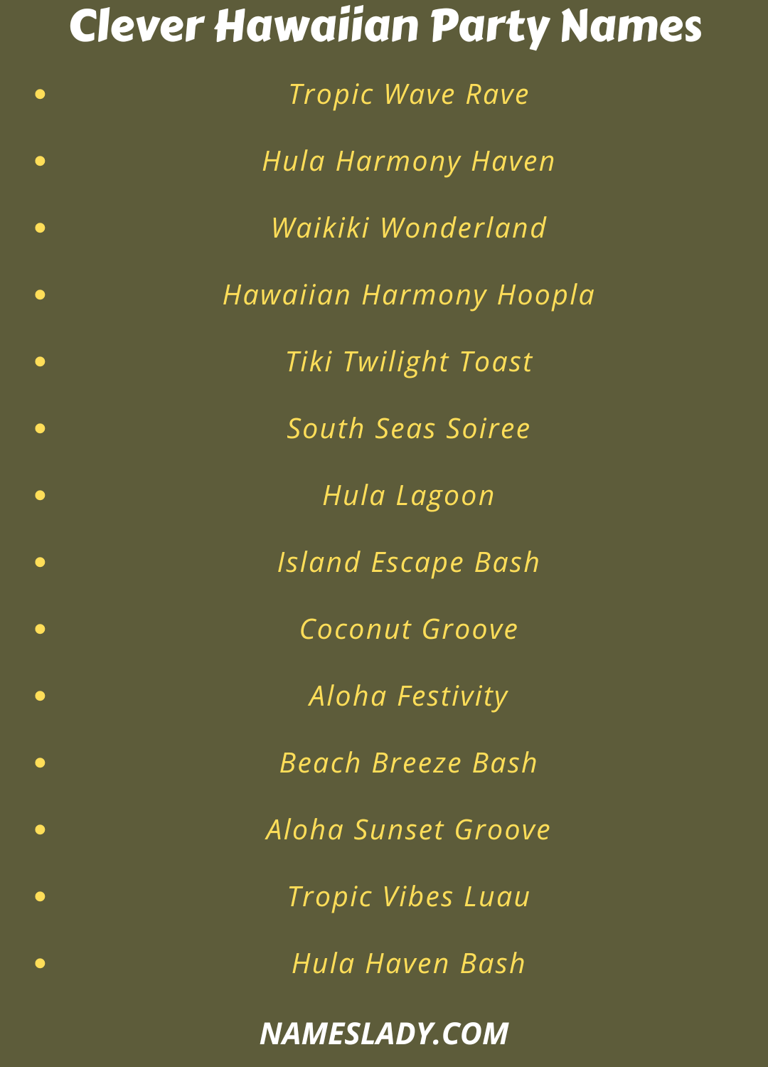 Hawaiian Party Names