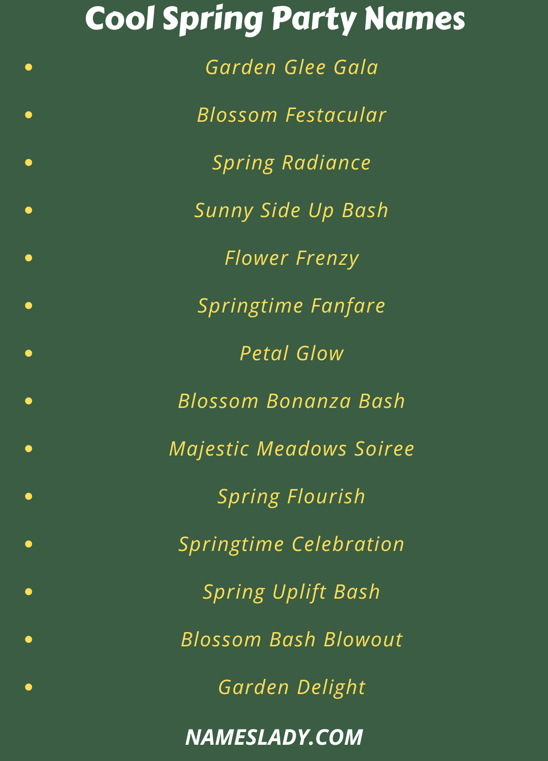 Spring Party Names