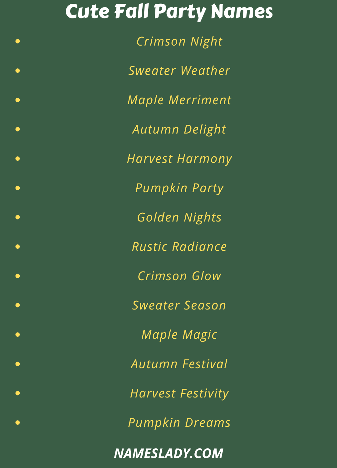 Fall Party Names