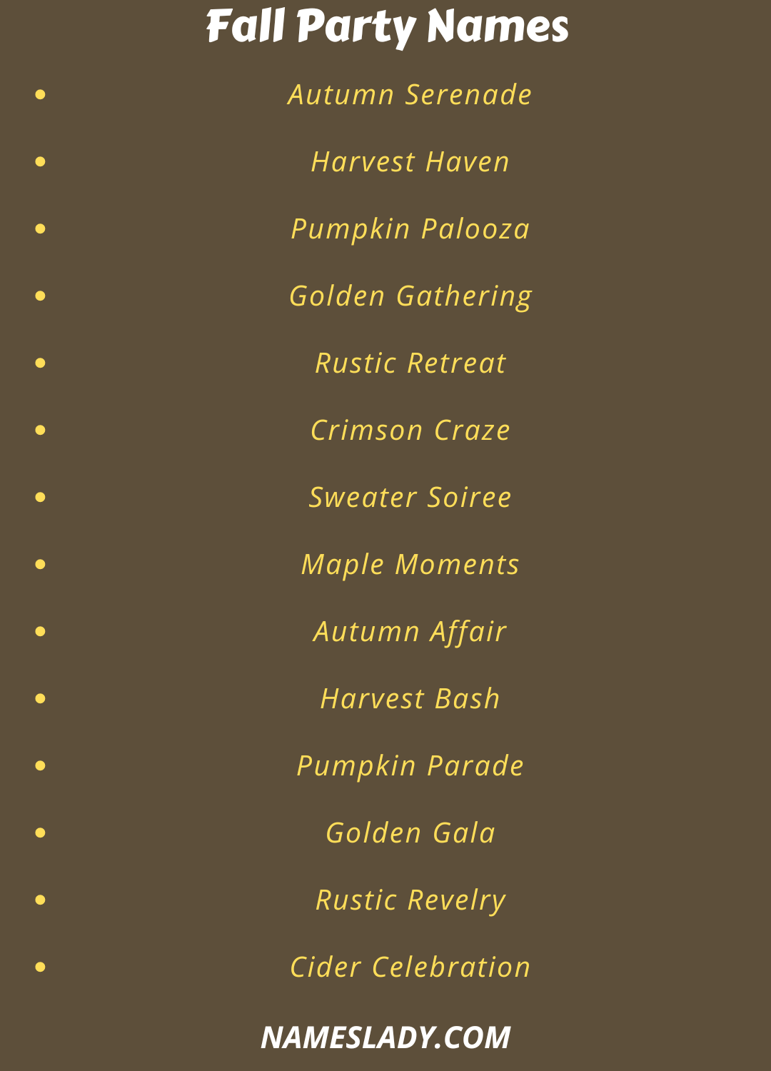 Fall Party Names