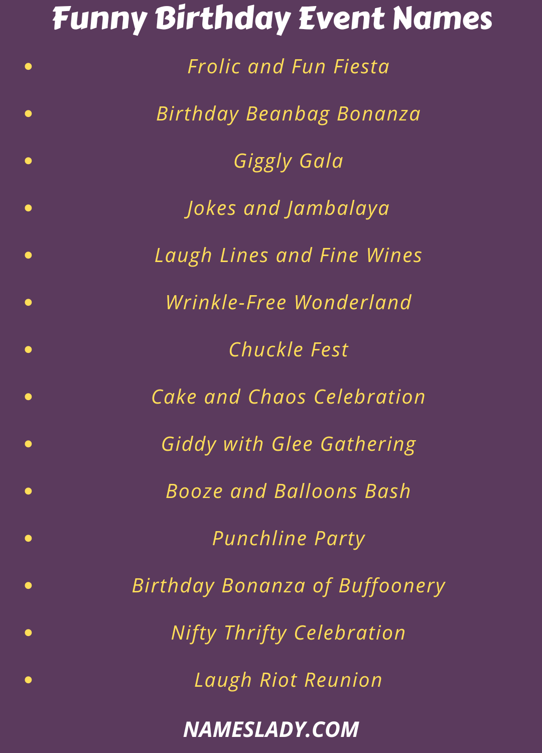 Funny Birthday Event Names