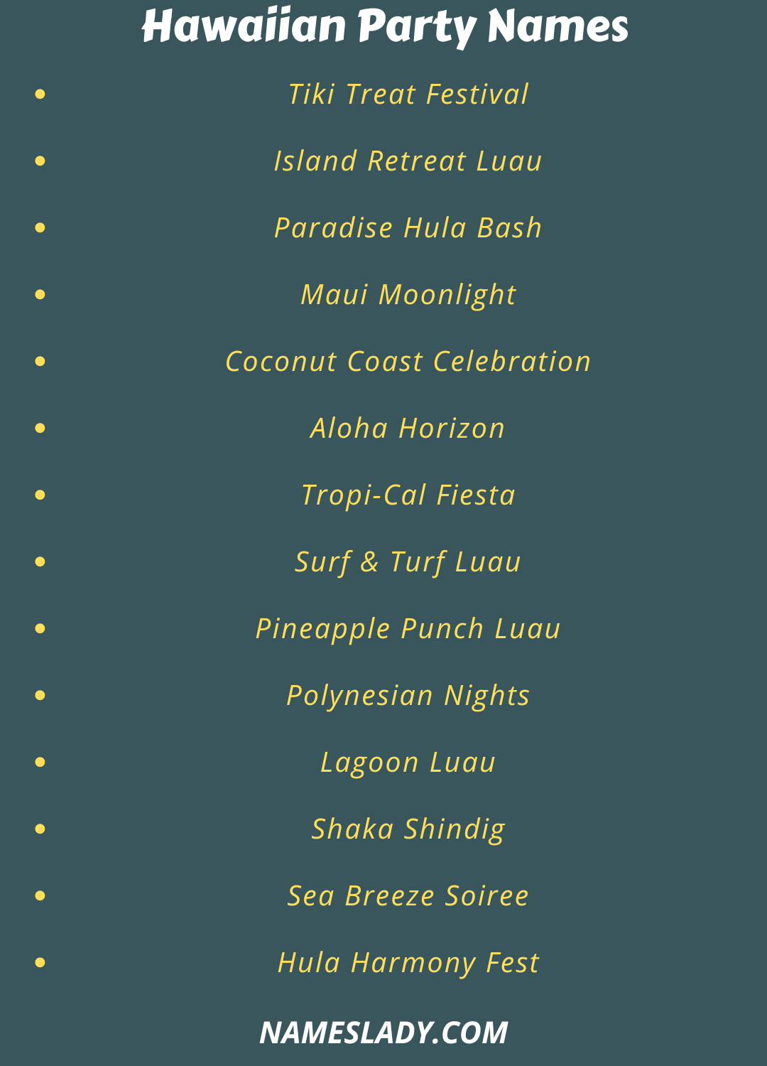 Hawaiian Party Names