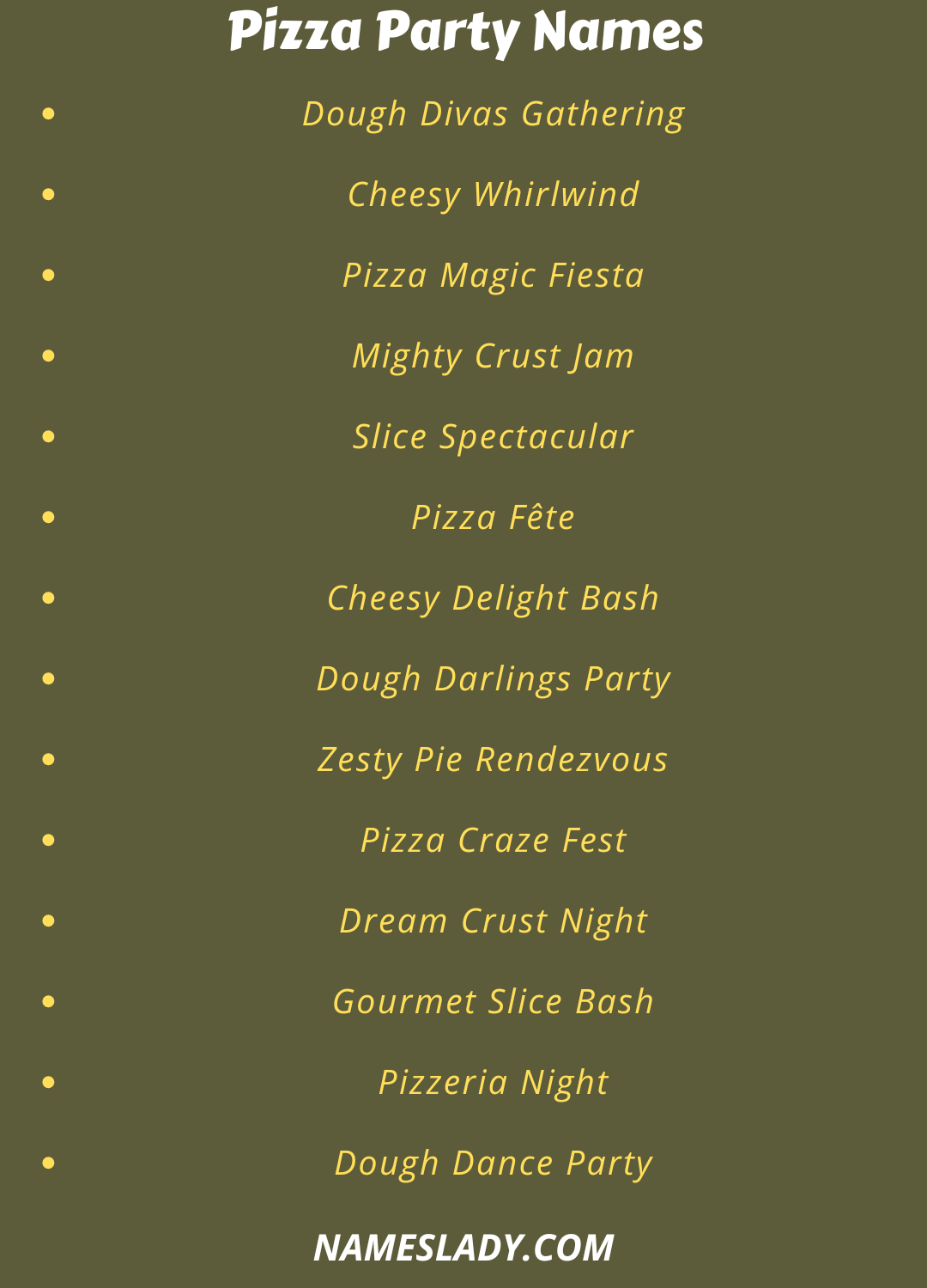 Pizza Party Names