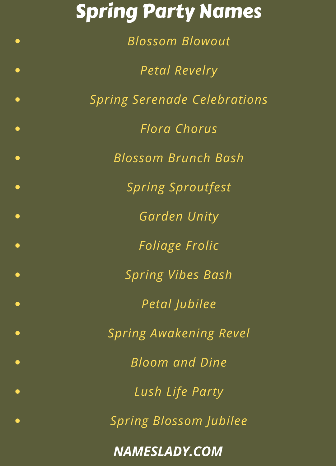 Spring Party Names