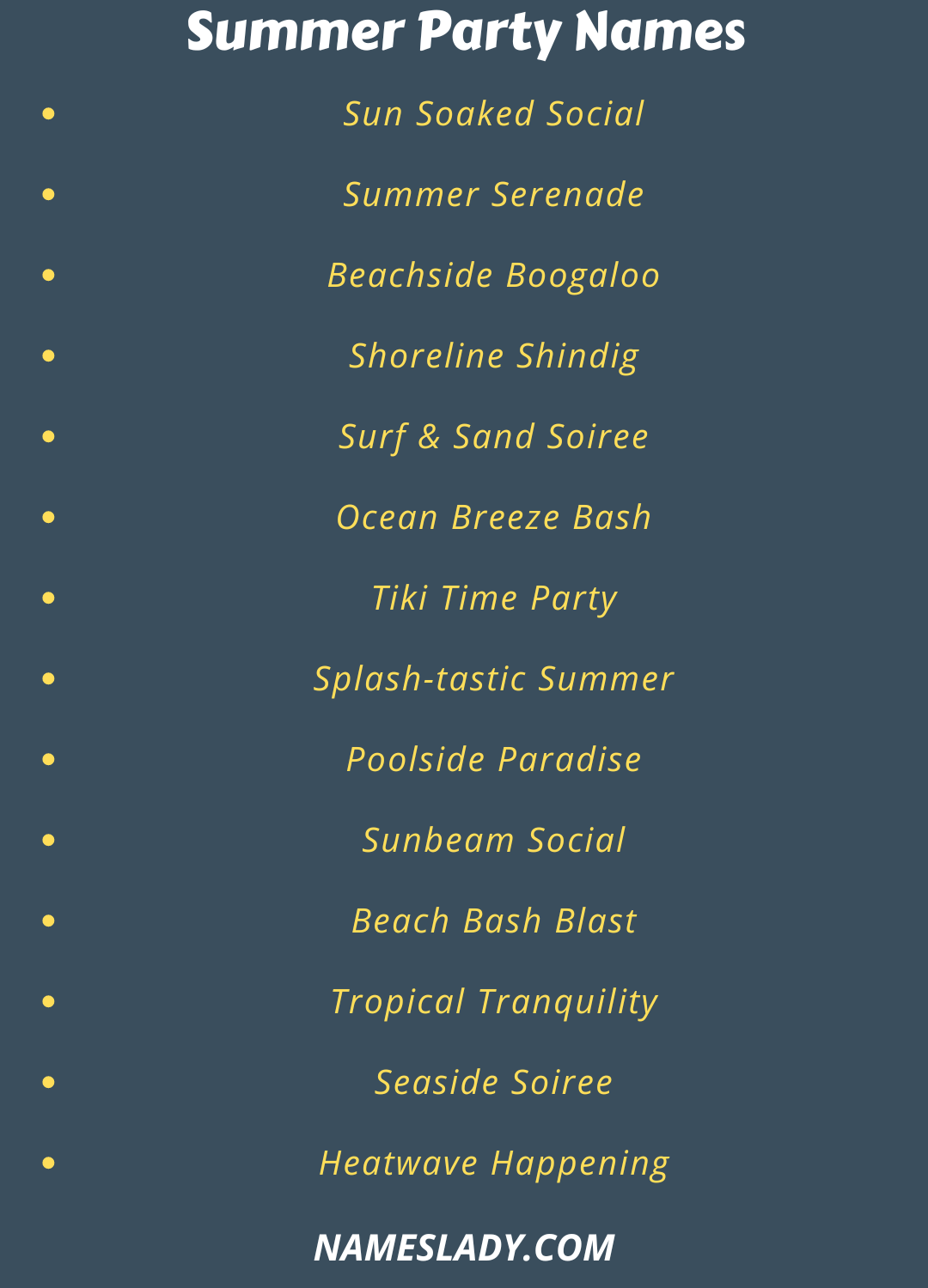 Summer Party Names