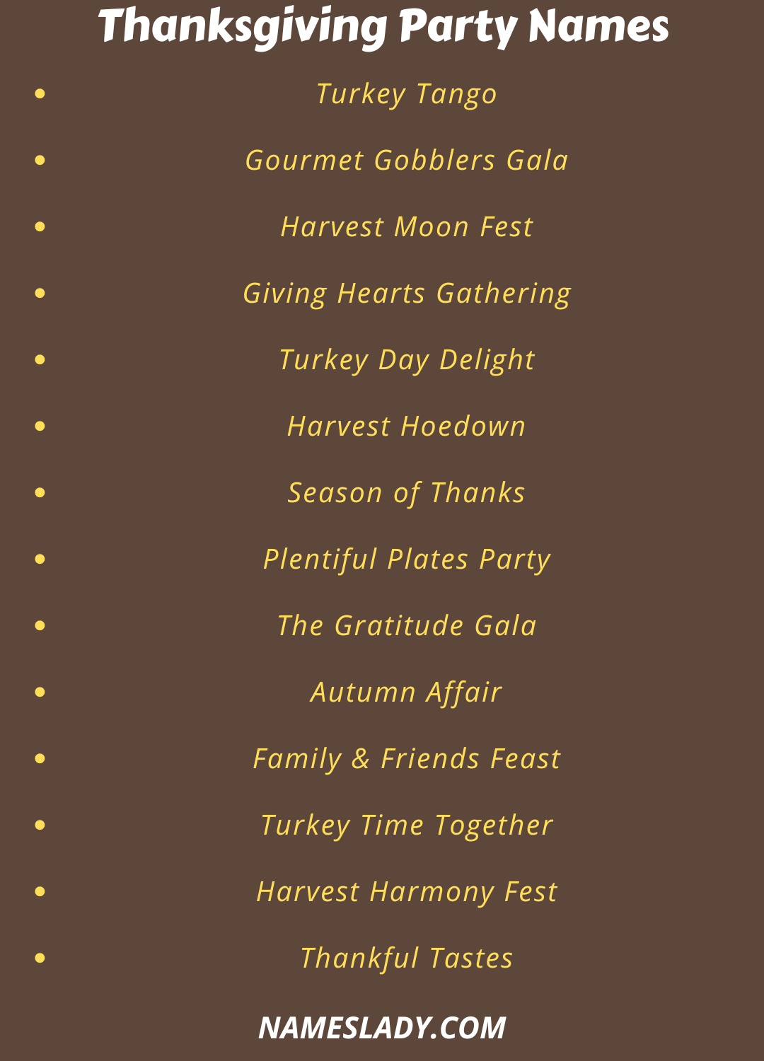 Thanksgiving Party Names