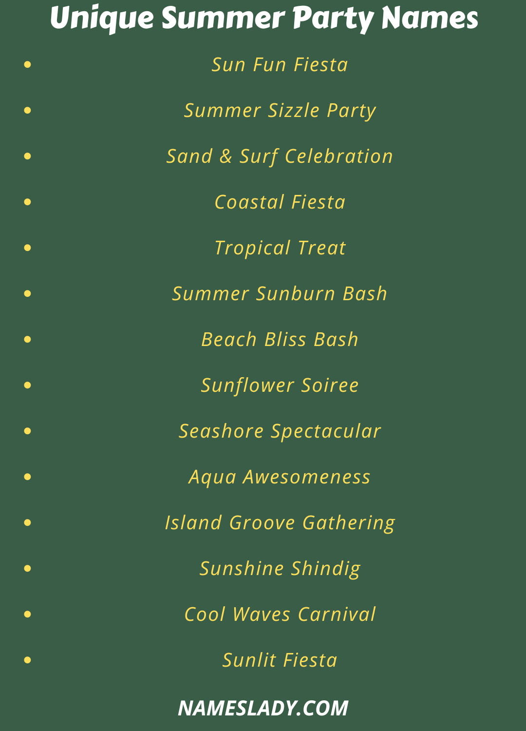 Summer Party Names